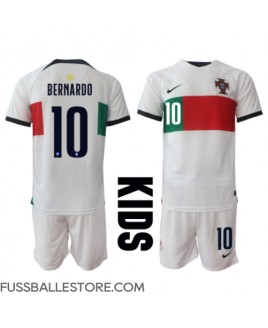 Günstige Portugal Bernardo Silva #10 Auswärts Trikotsatzt Kinder WM 2022 Kurzarm (+ Kurze Hosen)